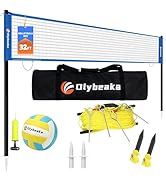 32ft Regulation Size Portable Outdoor Volleyball Net Set System for Backyard Beach with Height Ad...