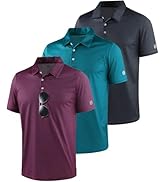 ZITY 3 Pack Golf Shirts for Men Short Sleeve UPF 50+ Performance Moisture Wicking Casual Striped ...