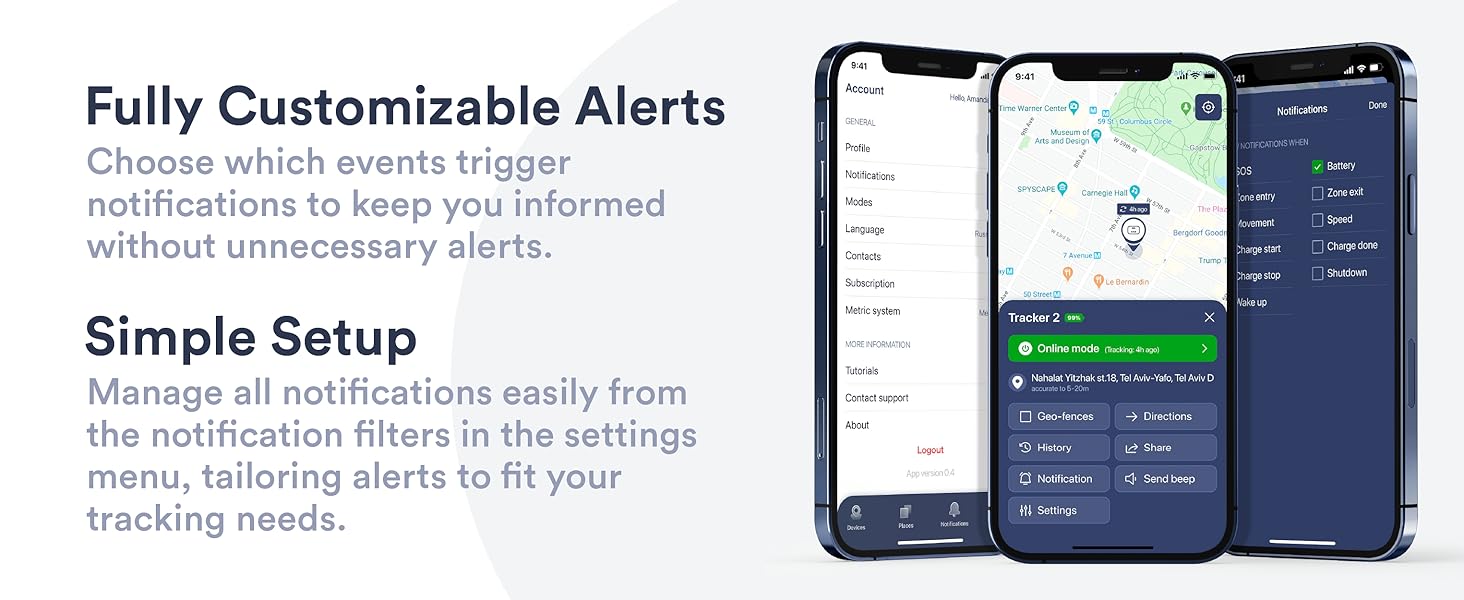 customize alerts create geo-fence easy to use setup app for gps tracker