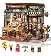 Rolife DIY Miniature House Kit 1:18 Coffe&amp;Bar Dollhouse Diorama Model, Build Mini House Building ...