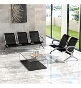 kinbor Office Guest Chairs - 5 Seat Black Waiting Room Reception Chairs Lobby Furniture for Offic...
