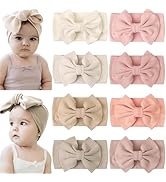 CÉLLOT 8 Colors Super Stretchy Soft Knot Baby Girl Headbands with Hair Bows Nylon Head Wrap For N...