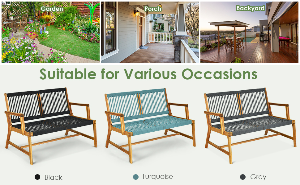 heavy duty wood outdoor rope bench