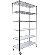 Donext 6-Tier Shelving Unit with 6-Tier Liners, Heavy Duty Adjustable Storage Rack with Wheels &amp; ...