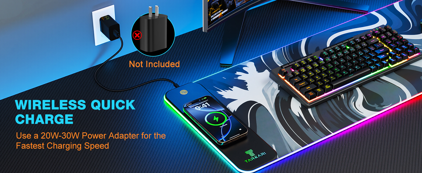 TARKARI Magnetic Wireless Charging RGB Mouse Pad