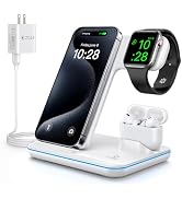 WAITIEE Wireless Charger 3 in 1, 15W Fast Charging Station for Apple Watch 9/8/Ultra 2/Ultra/SE/7...