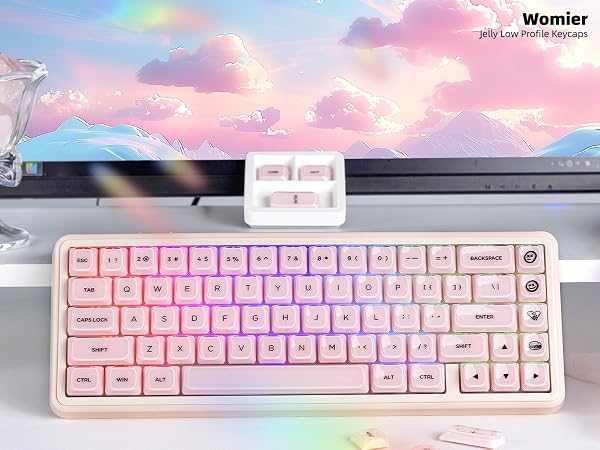 Jelly Low Profile Keycaps Shine Through Keycaps