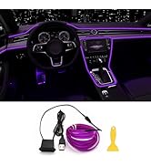 EL Wire Interior Car LED Strip Lights, 16.5FT USB Neon Glowing Strobing Electroluminescent Wire S...