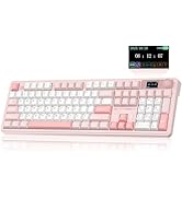 CORBOBO LINGBAO K108 Pro Wireless Mechanical Keyboard with Screen & Knob, Full Size Creamy Keyboa...