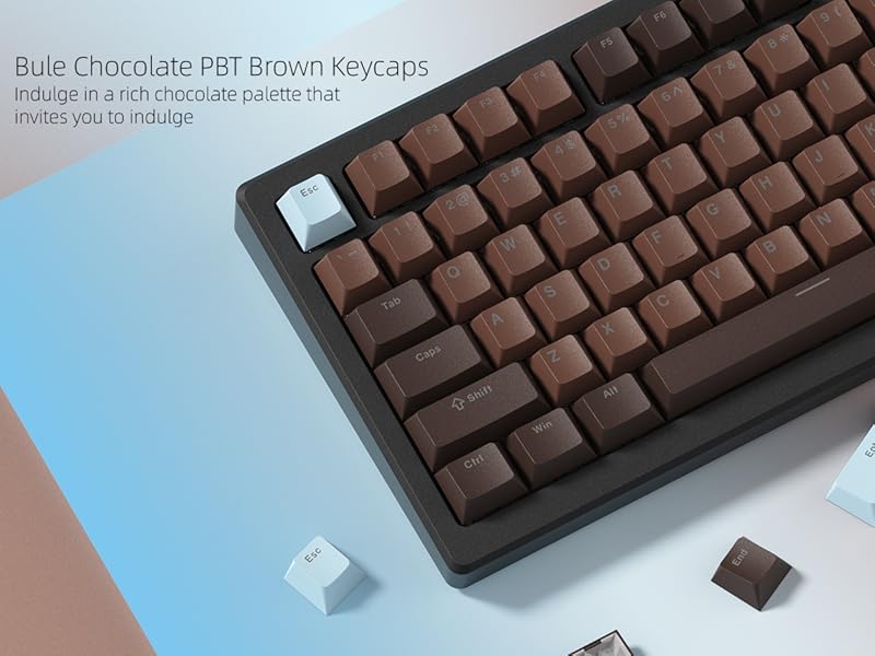 Womier Keycaps for Mechanical Keyboard, Retro Brown PBT Keycaps Cherry Profile