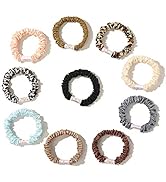 Hair Ties Silk Satin Scrunchies - Small Mini Thin Elestics Ponytail Holder Hair Bands Skinny Scru...