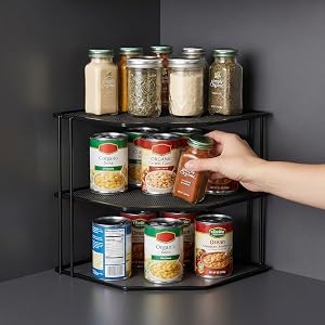Yarlung 3-Tier Cabinet Corner Shelf, 9x9x7.5 Inches Metal Wire Plate Rack Kitchen Counter Organizer