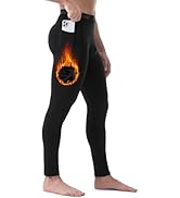 Runhit Men's Thermal Compression Pants with Pockets Fleece Lined Base Layer for Cold Weather Foot...