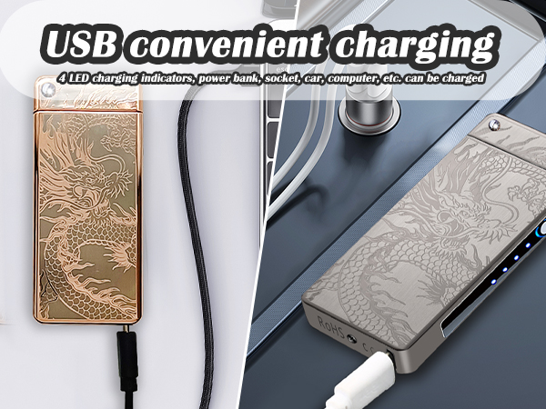 GADATOP Dragon Lighter, Arc Plasma Flame Lighter USB Rechargeable Windproof Electric Lighter Candle