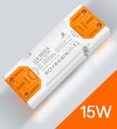 DUSKTEC 15W 12V LED Driver Transformer, 0.63“ Slim Transformer 100-240V AC to 12 Volt DC 1.25A, C...