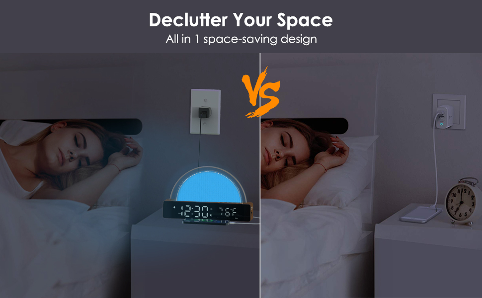 multi-functional: combine alarm clock, night light, sound machine, calendar, thermometer into one