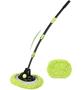 4 Sections Car Wash Brush with 15° Curved Aluminum Alloy Long Handle Telescopic Denser Chenille M...
