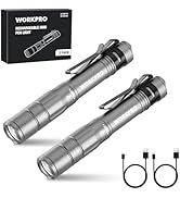 WORKPRO Rechargeable Pen Light, Mini Flashlight, 2 Pack Ultra-Compact EDC Flashlight, Pocket Flas...