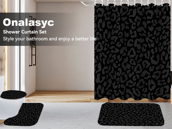 leopard shower curtain bathroom set