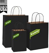 MESHA Paper Gift Bags 5.25x3.75x8 Black Small Paper Bags with Handles Bulk,100 Pcs Kraft Paper Ba...