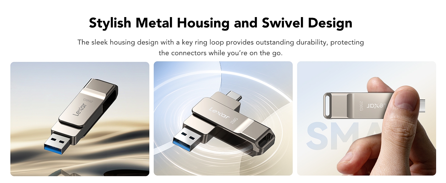 metal housing and swivel cable with a key ring loop provides outstanding durability.