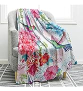 Jekeno Hummingbird Floral Blanket Bird Colorful Flowers Christian Blanket Birthday Christmas for ...