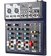 Jindaaudio 4 Channel mixer, DJ Mixer Board with Bluetooth and Usb, Audio Sound Card with Interfac...