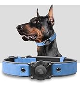 AirTag Dog Collar - Leather Dog Collar with Air Tag Holder | IPX8 Waterproof, Reflective, High - ...