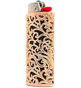 Lucklybestseller Thick Lighter Case Cover Holder Sleeve Pouches Metal Hollow Flower Design for BI...