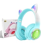 KERHAND Upgraded Cat Headphones for Girl,Kids Bluetooth Wireless Headphones,Cute Toddler Headphon...