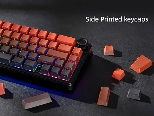 Red/Black Double Shot PBT Keycaps Set, Shine Through Keyboard keycaps,Side Printed Custom Key caps