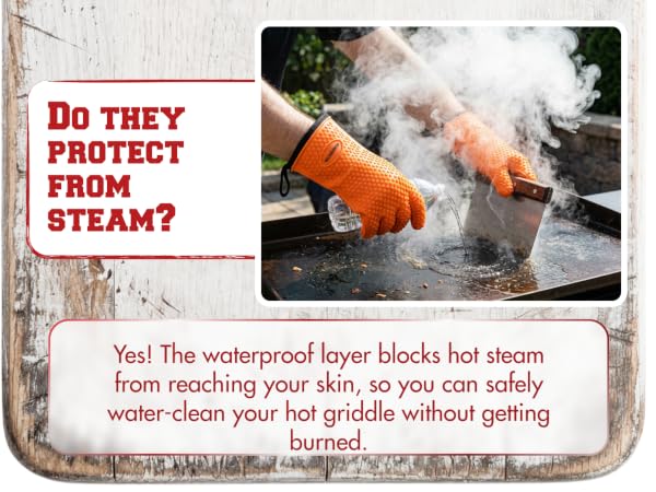 KITCHEN PERFECTION Silicone Oven &amp; Griddle Gloves -Extreme Heat Resistant BBQ