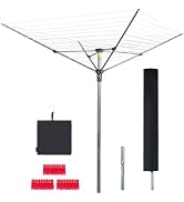 STO STO Umbrella Clothesline Outdoor Drying Rack, 164 Feet Rotary Clothes Drying Rack with Adjust...