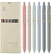 Ddaowanx Gel Pens, 6 Pcs 0.5mm Quick Dry Black Ink Pens Fine Point Smooth Writing Pens, Cute Offi...