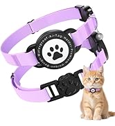 Airtag Cat Collar, Stretchy Kitten Collar with Apple Air Tag Holder, Lightweight and Comfortable,...