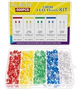 ALLECIN LED Diode Light Assortment Kit 3MM 5MM 5 Color 500pcs