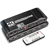 NerdEthos HDMI Matrix Switch 4x2 4K 60Hz, SPDIF and L/R Audio Output, HDMI 2.0b Switcher Splitter...