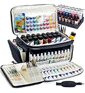 SFYBYHEART Quilted Acrylic Paint Organizer Bag with 13" Brush Holder Case, Art Supply Storage Bag...