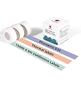 Phomemo D30 Labels-15mm x 6m Continuous Label Maker Tape, Sticker Thermal Paper Self-Adhesive Lab...