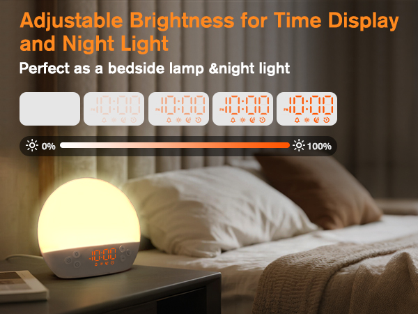 white noise sound machine sunrise alarm clock wake up light loud digital clock heavy sleeper baby