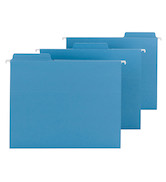 Smead FasTab Hanging File Folder, 1/3-Cut Built-in Tab, Letter Size, Blue