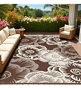 MontVoo Outdoor Rug-Waterproof Patio Rug Mat 5x8 Outdoor Carpet Mat Reversible Plastic Straw Outs...