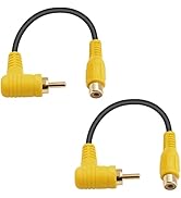 Duttek 90 Degree Short RCA Extension Cable 6in/15cm, 24K Gold-Plated RCA Subwoofer Cable, RCA Mal...