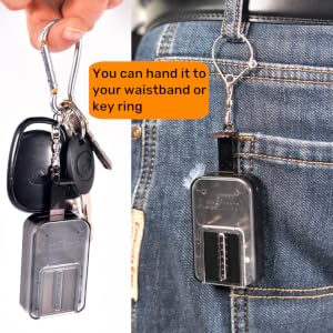 Can hang it to your waistband and key ring