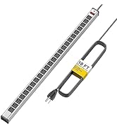 Long Power Strip 24-outlet ETL Certified Heavy Duty Metal Power Strip 10 ft Extension Cord with M...