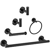 5 Pieces Matte Black Bathroom Hardware Accessories Set Hand Towel Ring 16 inch Towel Bar Toilet P...