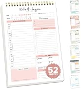 Decorably 52 Sheets Nude Pink Undated Daily Nude Pink To Do List Notepad, 6.5x10in Spring-Bound T...