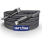SCRUAK Extra Long iPhone Charger Cord 16Ft, 16 Feet USB C to Lightning Cable Fast Charging Nylon ...