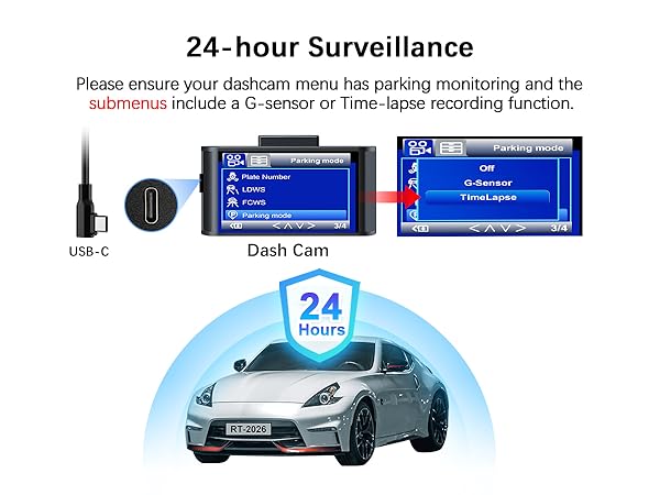 Range Tour Dash Cam Hardwire Kit USB-C Port, 5V/2.5A (also suitable for 1- 2A)