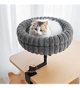 GLIDESMOOTH Cat Desk Bed, 360° Rotating and Adjustable Pet Bed, with Soft Mat, Stylish Indoor Cat...
